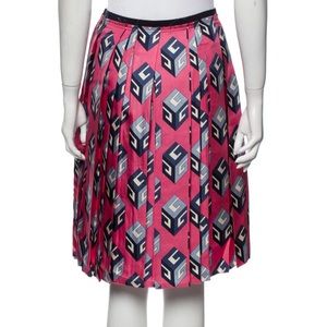Gucci 2017 Pleated Geometric Print Midi Skirt